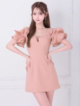 【予約商品/8月上旬-8月中旬発送予定】【ANGEL R/エンジェルアール】オフショルダー/ フリルスリーブ/ バストチャーム/ ビジュー/ Aライン/ フレア/ マイクロミニドレス/ キャバドレス[OF2]