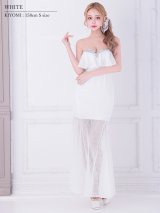 【予約商品/8月中旬-8月下旬発送予定】【ANGEL R/エンジェルアール】 バストフリル/ ベアトップ/ メッシュ/ ビジュー/ タイト/ ロングドレス/ キャバドレス[OF2]