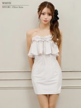【予約商品/9月上旬-9月中旬発送予定】【ANGEL R/エンジェルアール】ベアトップ/ バストフリル/ ビジュー/ チェーン/ タイト/ マイクロ/ ミニドレス/ キャバドレス[OF2]