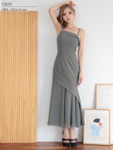 【予約商品/11月上旬-11月中旬発送予定】【ANGEL R/エンジェルアール】アシンメトリーデザイン/ シフォン/ ラメ/ タイト/ ロングドレス/ キャバドレス[OF2]