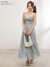 【予約商品/12月上旬-12月中旬発送予定】XSサイズあり【ANGEL R/エンジェルアール】フロントビジュー/ ネックパール/ ウエストマーク/ メッシュ/ シアー/ フレアロング/ ロングドレス/ キャバドレス[OF2]