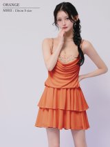 【予約商品/1月中旬-1月下旬発送予定】XSサイズあり【ANGEL R/エンジェルアール】フロントドレープ/ バストビジュー/ フリル/ メッシュ/ フレア/ マイクロミニドレス/ キャバドレス[OF2]