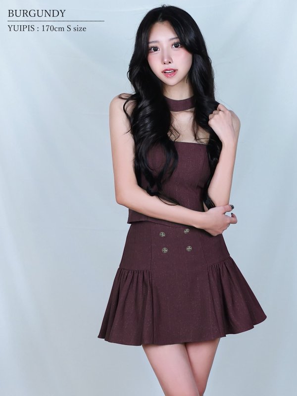 バーガンディ　モデル：ゆいぴす　身長：170cm　着用サイズ：Sサイズ