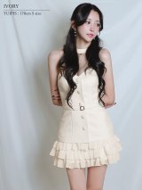 【予約商品/2月上旬-2月中旬発送予定】XSサイズあり【ANGEL R/エンジェルアール】ベアトップ/ チョーカーデザイン/ ボタン/ ウエストベルト/ フリル/ フレア/ マイクロミニ/ ミニドレス/ キャバドレス[OF2]