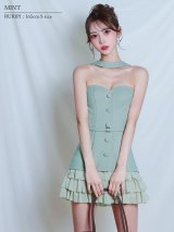 【予約商品/2月上旬-2月中旬発送予定】XSサイズあり【ANGEL R/エンジェルアール】ベアトップ/ チョーカーデザイン/ ボタン/ ウエストベルト/ フリル/ フレア/ マイクロミニ/ ミニドレス/ キャバドレス[OF2]