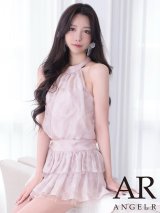 【予約商品/3月下旬-4月上旬発送予定】XSサイズあり【ANGEL R/エンジェルアール】ホルターネック/ ギャザー/ ウエストマーク/ フラワー/ シフォン/ フレア/ マイクロミニドレス/ キャバドレス[OF2]
