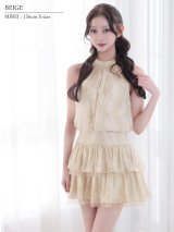 【予約商品/3月下旬-4月上旬発送予定】XSサイズあり【ANGEL R/エンジェルアール】ホルターネック/ ギャザー/ ウエストマーク/ フラワー/ シフォン/ フレア/ マイクロミニドレス/ キャバドレス[OF2]