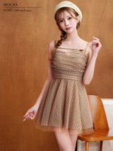 【予約商品/5月上旬-5月中旬発送予定】XSサイズあり【ANGEL R/エンジェルアール】ドットデザイン/ シフォン/ シースルー/ リボン/ フレア/ マイクロミニドレス/ キャバドレス[OF2]