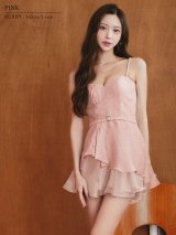 【予約商品/5月上旬-5月中旬発送予定】XSサイズあり【ANGEL R/エンジェルアール】ベアトップ/ ショルダ/ 2way/ ウエストベルトデザイン/ レイヤード/ フリル/ フレア/ マイクロミニドレス/ キャバドレス[OF2]