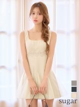 XSサイズあり【ANGEL R/エンジェルアール】フラワーレース/ メッシュ/ プリーツ/ ノースリーブ/ フレア/ マイクロミニドレス/ キャバドレス[OF2]