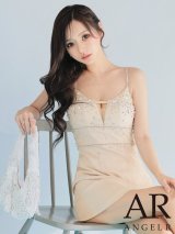 【予約商品/1月上旬-1月中旬発送予定】XSサイズあり【ANGEL R/エンジェルアール】Vカット/ フロントビジュー/ キャミソール/ フレア/ マイクロミニドレス/ キャバドレス[OF2]