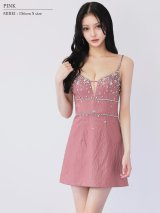 【予約商品/1月上旬-1月中旬発送予定】XSサイズあり【ANGEL R/エンジェルアール】Vカット/ フロントビジュー/ キャミソール/ フレア/ マイクロミニドレス/ キャバドレス[OF2]