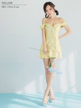 【予約商品/1月上旬-1月中旬発送予定】XSサイズあり【ANGEL R/エンジェルアール】オフショルダー/ ボタン/ ポケット/ フラワー/ シフォン/ フレア/ マイクロミニドレス/ キャバドレス[OF2]