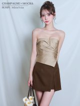 【予約商品/2月上旬-2月中旬発送予定】XSサイズあり【ANGEL R/エンジェルアール】ベアトップ/ フロントタック/ ボタン/ バイカラー/ セパレート/ Aライン/ フレア/ マイクロ/ キャバドレス[OF2]