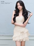 XSサイズあり【ANGEL R/エンジェルアール】ベアトップ/ ハートカット/ ギャザー/ フラワー/ ウエストカット/ ビジュー/ フリル/ フレア/ マイクロ/ ミニドレス/ キャバドレス[OF2]