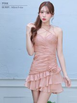 【予約商品/2月中旬-2月下旬発送予定】XSサイズあり【ANGEL R/エンジェルアール】ベアトップ/ ハートカット/ ギャザー/ フラワー/ ウエストカット/ ビジュー/ フリル/ フレア/ マイクロ/ ミニドレス/ キャバドレス[OF2]