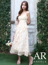 【予約商品/2月中旬-2月下旬発送予定】【ANGEL R/エンジェルアール】フラワーデザイン/ バストリボン/ フリル/ フレア/ シフォン/ ワンピース/ ロングドレス/ キャバドレス long[OF2]