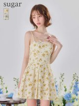 XSサイズあり【ANGEL R/エンジェルアール】フラワーデザイン/ リボン/ ボックスプリーツ/ マイクロ/ フレア/ ミニドレス/ キャバドレス[OF2]