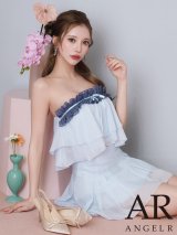 【予約商品/5月上旬-5月中旬発送予定】XSサイズあり【ANGEL R/エンジェルアール】ドットデザイン/ シフォン/ シースルー/ リボン/ フレア/ マイクロミニドレス/ キャバドレス[OF2]