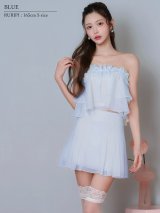 【予約商品/5月上旬-5月中旬発送予定】XSサイズあり【ANGEL R/エンジェルアール】ドットデザイン/ シフォン/ シースルー/ リボン/ フレア/ マイクロミニドレス/ キャバドレス[OF2]