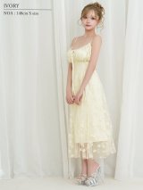 【予約商品/11月上旬-11月中旬発送予定】【ANGEL R/エンジェルアール】花柄/ ギャザー/ リボン/ シアー/ キャミソール/ バストカットアウト/ フレア/ ミディアムドレス/ キャバドレス[OF2]