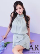 XSサイズあり【ANGEL R/エンジェルアール】スタンドネック/ フラワーレース/ サテン/ ウエストマーク/ Aライン/ フレア/ マイクロ/ ミニドレス/ キャバドレス[OF2]