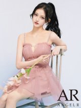 XSサイズあり【ANGEL R/エンジェルアール】ベアトップ/ フリル/ ビジューチェーン/ ウエストリボン/ フレア/ マイクロミニドレス/ キャバドレス[OF2]