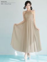 【予約商品/1月中旬-1月下旬発送予定】【ANGEL R/エンジェルアール】ホルターネック/ フラワーレース/ リボン/ プリーツ/ ビジュー/ フレア/ ワンピース/ ロングドレス/ キャバドレス long[OF2]