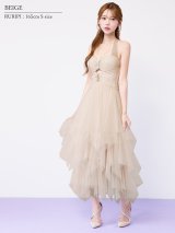 【予約商品/1月中旬-1月下旬発送予定】【ANGEL R/エンジェルアール】ネックリボン/ フロントビジュー/ ウエストカット/ フリル/ メッシュ/ フレア/ ワンピース/ ロングドレス/ キャバドレス long[OF2]