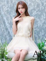 XSサイズあり【ANGEL R/エンジェルアール】ネックリボン/ フラワー/ シフォン/ フレア/ マイクロミニドレス/ キャバドレス[OF2]