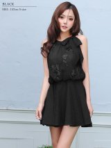 XSサイズあり【ANGEL R/エンジェルアール】ネックリボン/ フラワー/ シフォン/ フレア/ マイクロミニドレス/ キャバドレス[OF2]