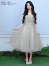 【ANGEL R/エンジェルアール】ベアトップ/ アッパーフリルデザイン/ ウエストビジュー/ 2way/ フレア/ ワンピース/ ミディアムドレス/ キャバドレス long[OF2]