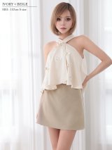 【予約商品/3月下旬-4月上旬発送予定】XSサイズあり【ANGEL R/エンジェルアール】クロスネック/ フロントフリル/ フラワー/ バイカラー/ セパレート/ シフォン/ フレア/ マイクロミニドレス/ キャバドレス[OF2]