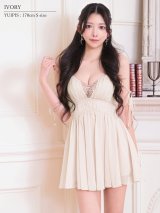 【予約商品/4月上旬-4月中旬発送予定】XSサイズあり【ANGEL R/エンジェルアール】Vカット/ バストビジュー/ シフォン/ ショルダー/ リボン/ フレア/ マイクロミニドレス/ キャバドレス[OF2]