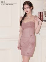 【予約商品/4月上旬-4月中旬発送予定】XSサイズあり【ANGEL R/エンジェルアール】ショルダーリボン/ ベアトップ/ フラワー/ ビジュー/ メッシュ/ 2way/ タイト/ ミニドレス/ キャバドレス[OF2]