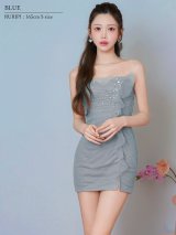 【予約商品/5月上旬-5月中旬発送予定】XSサイズあり【ANGEL R/エンジェルアール】ベアトップ/ バストVカット/ メッシュ/ ビジュー/ 2way/ タイト/ マイクロミニドレス/ キャバドレス[OF2]