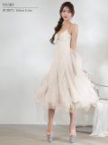 【予約商品/5月中旬-5月下旬発送予定】XSサイズあり【ANGEL R/エンジェルアール】バストレースアップ/ リボン/ チュール/ レースアップ/ ビジュー/ フレア/ ミディアムロングドレス/ キャバドレス long[OF2]