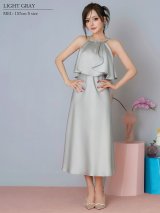 【予約商品/5月上旬-5月中旬発送予定】【ANGEL R/エンジェルアール】ホルターネック/ フロントフリル/ リボン/ ビジュー/ サテン/ フレア/ ワンピース/ ロングドレス/ キャバドレス long[OF2]