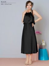 【予約商品/5月上旬-5月中旬発送予定】【ANGEL R/エンジェルアール】ホルターネック/ フロントフリル/ リボン/ ビジュー/ サテン/ フレア/ ワンピース/ ロングドレス/ キャバドレス long[OF2]