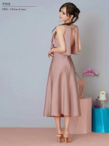 【予約商品/5月上旬-5月中旬発送予定】【ANGEL R/エンジェルアール】ホルターネック/ フロントフリル/ リボン/ ビジュー/ サテン/ フレア/ ワンピース/ ロングドレス/ キャバドレス long[OF2]