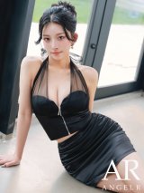 【予約商品/6月中旬-6月下旬発送予定】XSサイズあり【ANGEL R/エンジェルアール】ネックリボン/ フロントファスナー/ サテン/ セパレート/ タイト/ セパレート/ マイクロミニ/ ミニドレス/ キャバドレス[OF2]