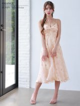 【予約商品/6月上旬-6月中旬発送予定】XSサイズあり【ANGEL R/エンジェルアール】ネックリボン/ フラワーデザイン/ バストギャザー/ キャミソール/ フレア/ ミディアムドレス/ キャバドレス[OF2]