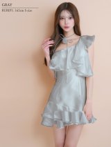【予約商品/7月上旬-7月中旬発送予定】XSサイズあり【ANGEL R/エンジェルアール】ワンショルダー/ フリル/ ネックリボン/ フラワー/ フレア/ マイクロミニドレス/ キャバドレス[OF2]