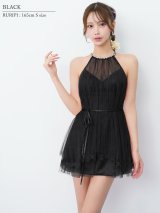 【予約商品/7月上旬-7月中旬発送予定】XSサイズあり【ANGEL R/エンジェルアール】ホルターネック/ フラワーレース/ ウエストリボン/ ビジュー/ フレア/ マイクロミニドレス/ キャバドレス[OF2]