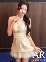 【10月上旬-10月中旬発送予定】XSサイズあり【ANGEL R/エンジェルアール】ホルターネック/ クロスネック/ Aライン/ チュール/ ウエストマーク/ ボタン/ フレア/ ミニドレス/ キャバドレス[OF2]
