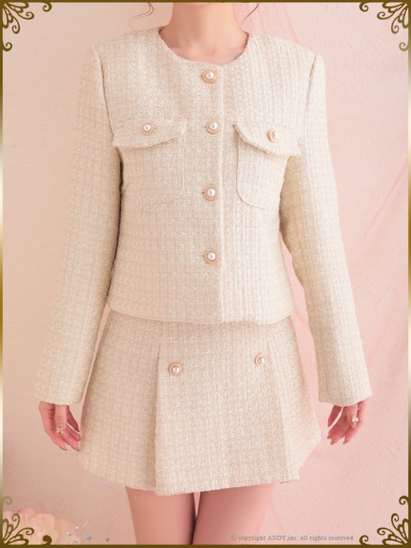 画像11: 【an to you/アントューユー】セットアップ/袖/ ジャケット/ ツイード/台形スカート /プリーツ/ノーカラー[OF05]