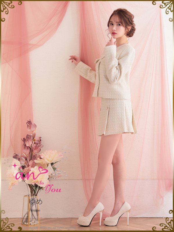 画像9: 【an to you/アントューユー】セットアップ/袖/ ジャケット/ ツイード/台形スカート /プリーツ/ノーカラー[OF05]