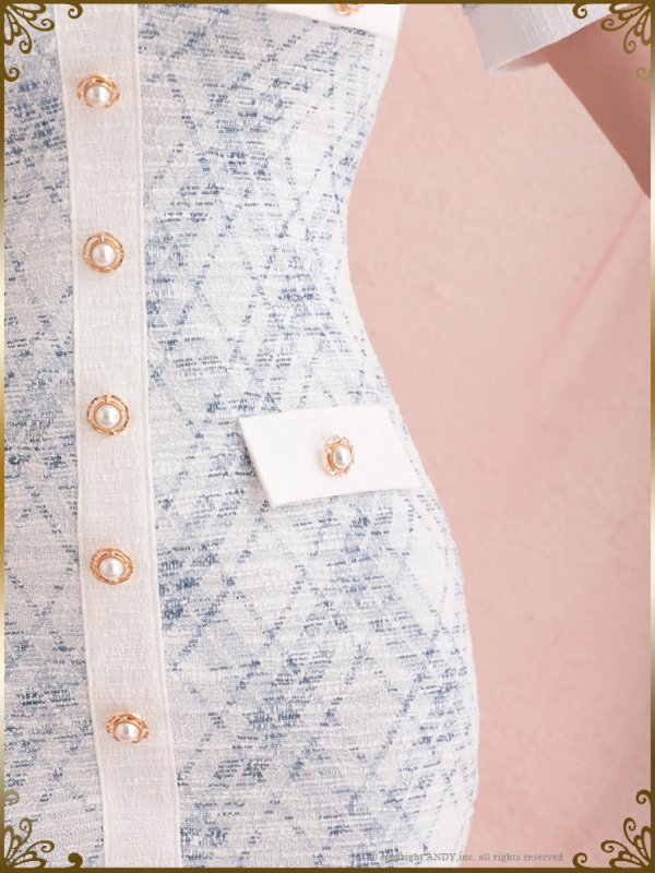 画像13: 【An to you/アントューユー】 ストレッチツイード/ 半袖/ 袖あり/ Vネック/ タイト/ ミニドレス/ キャバドレス[OF05]