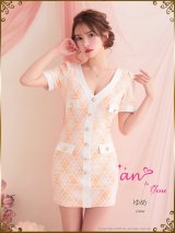 【4月30日までファイナルセール開催中！! 】【An to you/アントューユー】 ストレッチツイード/ 半袖/ 袖あり/ Vネック/ タイト/ ミニドレス/ キャバドレス[OF05]