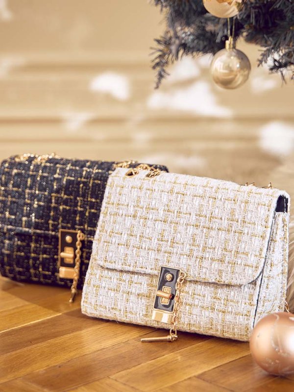 画像13: 【バッグ】2wayゴールドチェーンツイードバッグ【2カラー】[OF03]